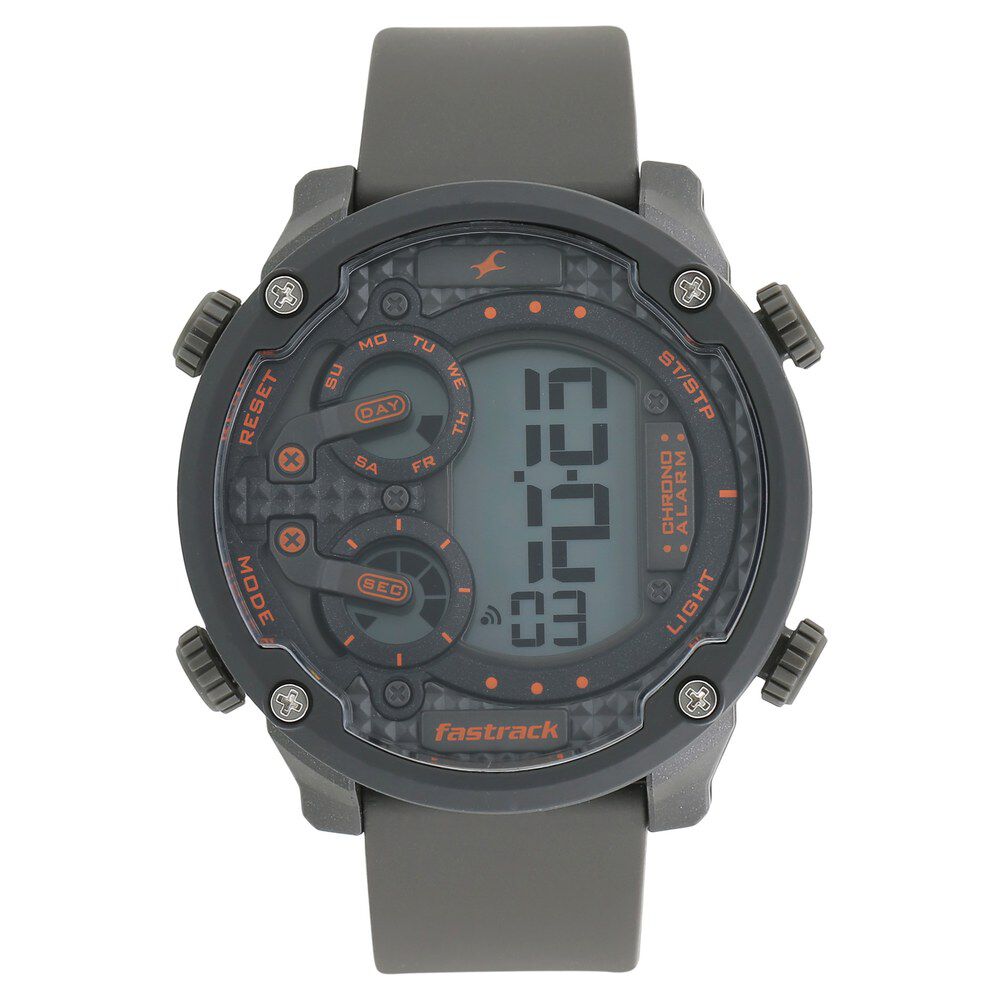 Fastrack Trendies Digital Black Dial Silicone Strap Watch for Guys NS38045PP03