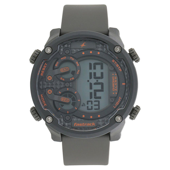 Fastrack Trendies Digital Black Dial Silicone Strap Watch for Guys NS38045PP03