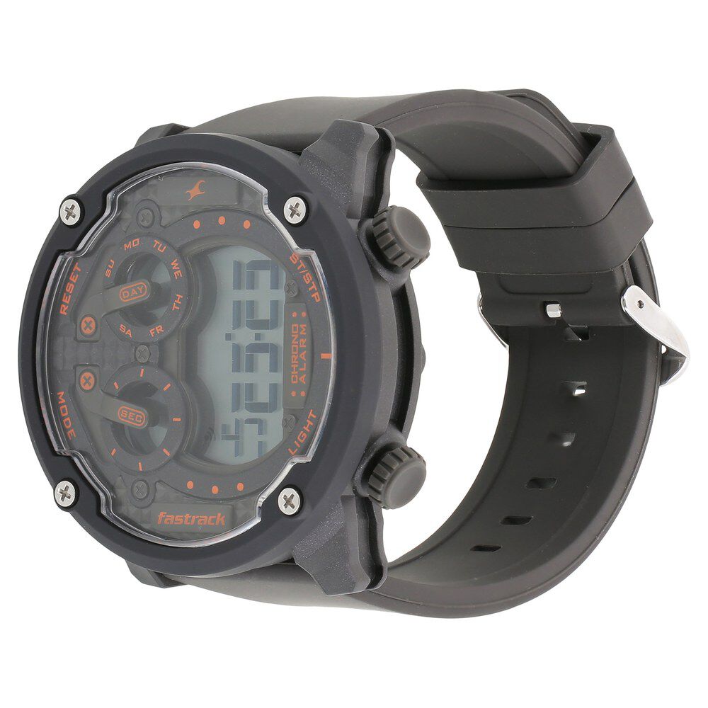Fastrack Trendies Digital Black Dial Silicone Strap Watch for Guys NS38045PP03