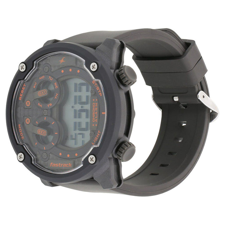 Fastrack Trendies Digital Black Dial Silicone Strap Watch for Guys NS38045PP03