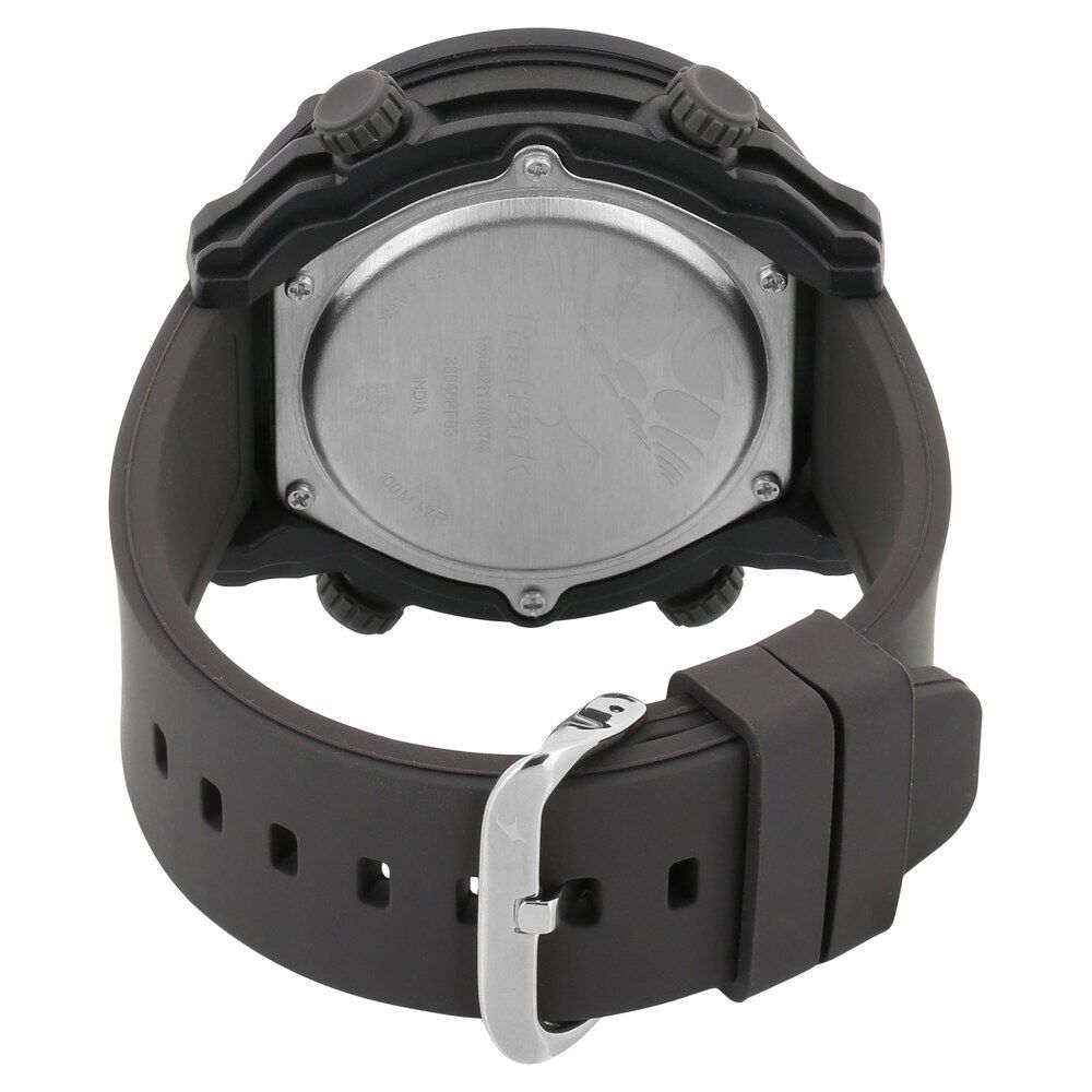 Fastrack Trendies Digital Black Dial Silicone Strap Watch for Guys NS38045PP03