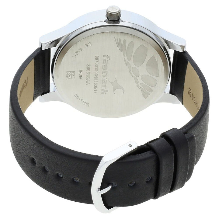 Fastrack Bold Quartz Analog Grey Dial Leather Strap Watch for Guys NR38051SL03