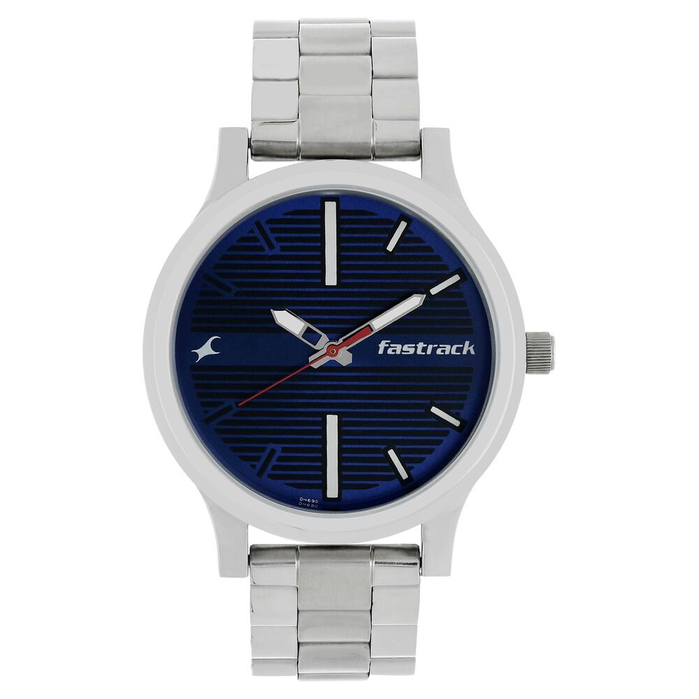 Fastrack Fundamentals Quartz Analog Blue Dial Stainless Steel Strap Watch for Guys NS38051SM03