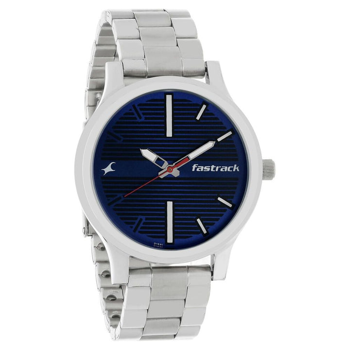Fastrack Fundamentals Quartz Analog Blue Dial Stainless Steel Strap Watch for Guys NS38051SM03