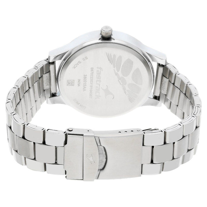 Fastrack Fundamentals Quartz Analog Blue Dial Stainless Steel Strap Watch for Guys NS38051SM03