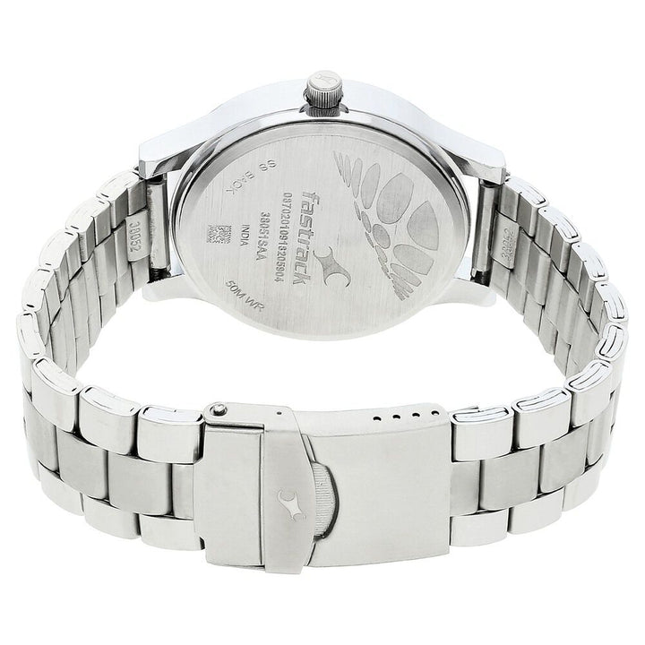 Fastrack Bold Quartz Analog Black Dial Stainless Steel Strap Watch for Guys NS38051SM04