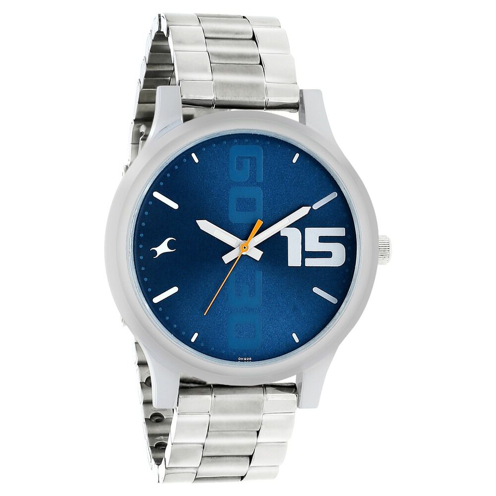 Fastrack Bold Quartz Analog Blue Dial Stainless Steel Strap Watch for Guys NS38051SM05
