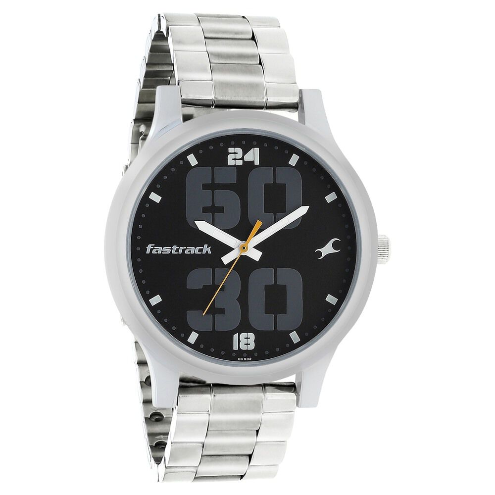 Fastrack Bold Quartz Analog Black Dial Stainless Steel Strap Watch for Guys NS38051SM07