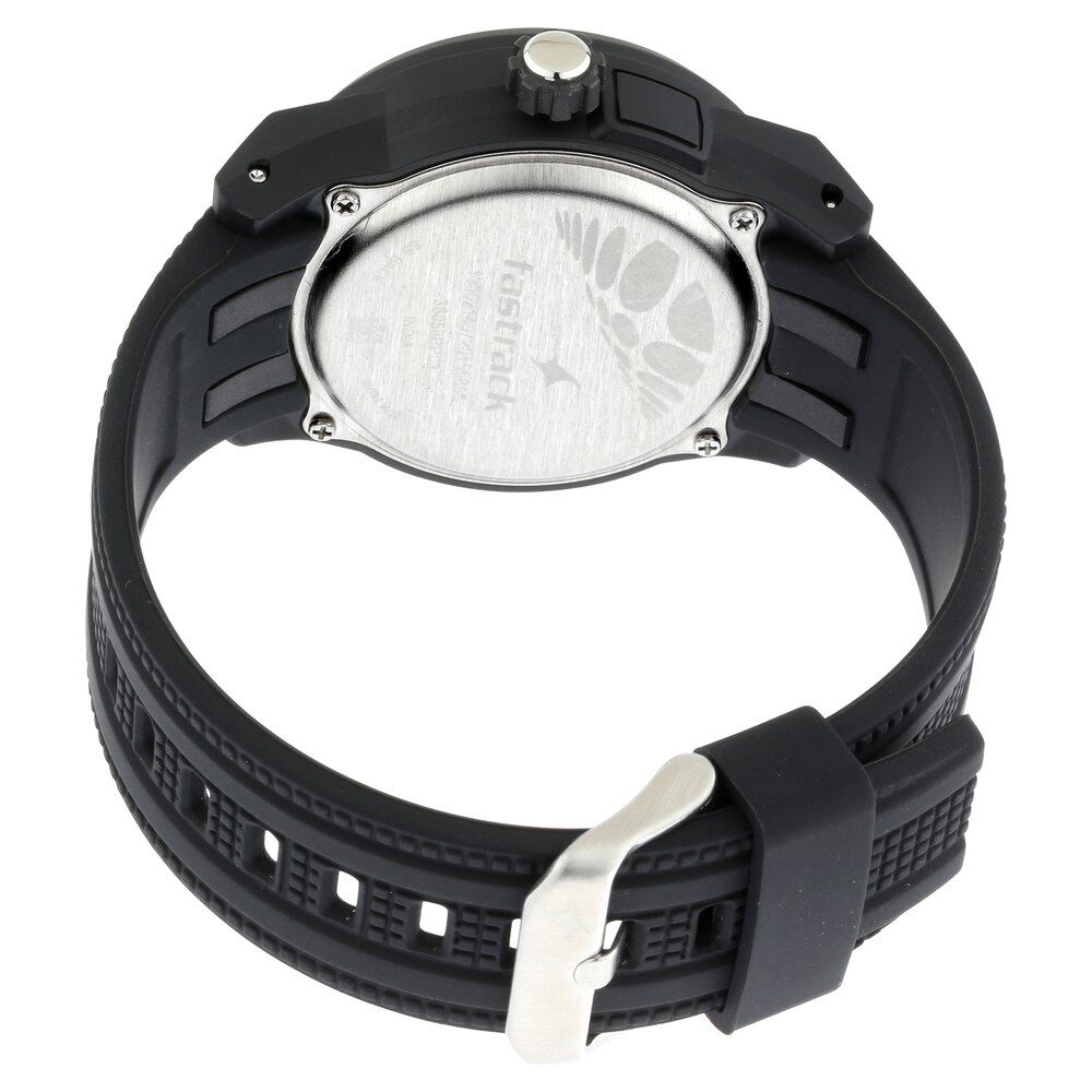 Fastrack Trendies Quartz Analog Black Dial Silicone Strap Watch for Guys NS38058PP03