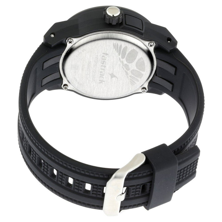 Fastrack Trendies Quartz Analog Black Dial Silicone Strap Watch for Guys NS38058PP03