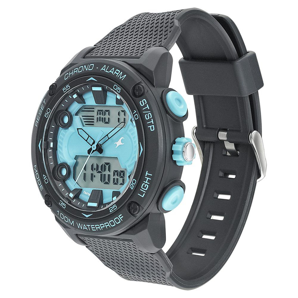 Fastrack Streetwear Blue Dial with Black Colour Strap Watch for Guys NS38065PP01