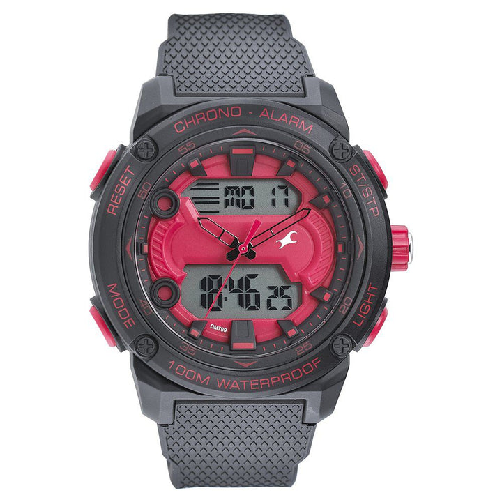 Fastrack Streetwear Red Dial with Black Colour Strap Watch for Guys NS38065PP04