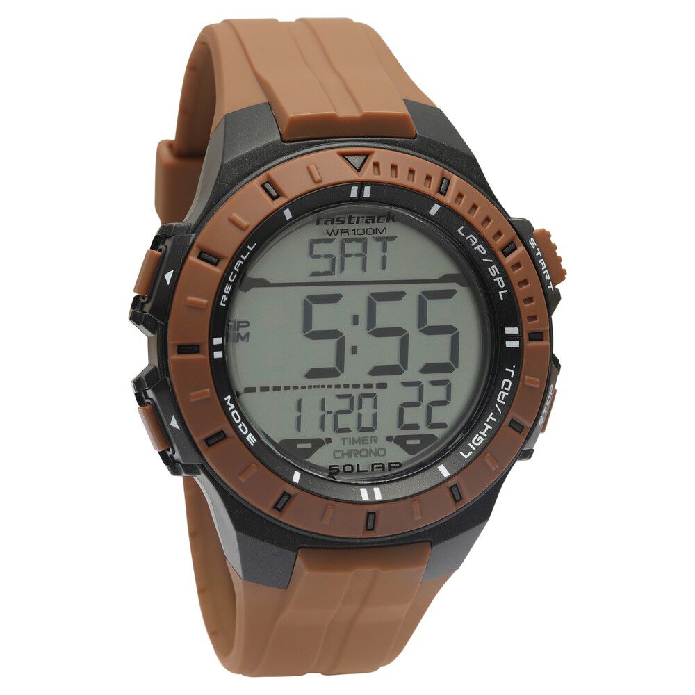 Fastrack Streetwear Digital Dial PU Strap Watch for Guys NS38067PP02