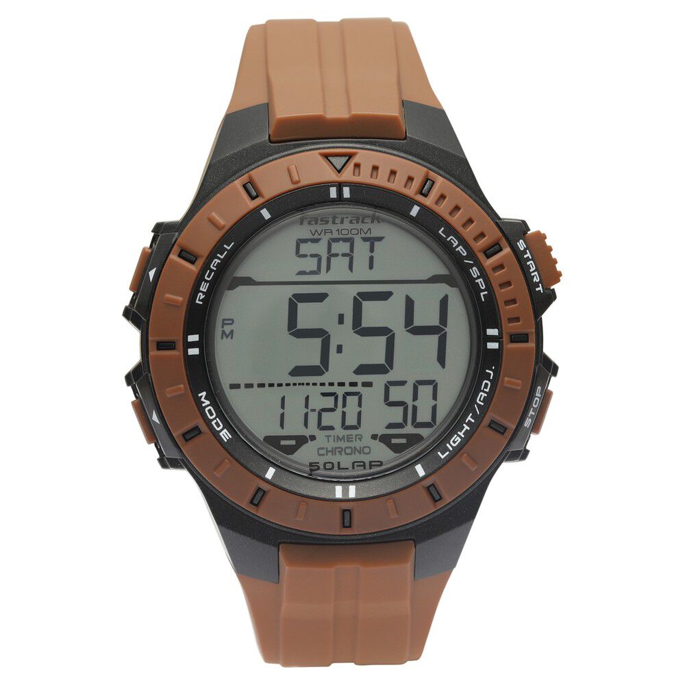 Fastrack Streetwear Digital Dial PU Strap Watch for Guys NS38067PP02