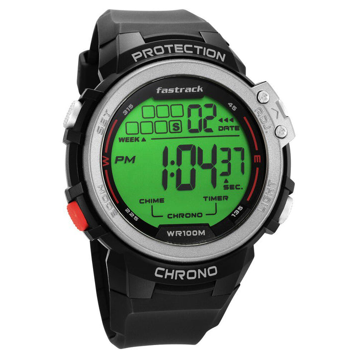 Fastrack Streetwear Digital Grey Dial Silicone Strap Watch for Guys NS38068PP01
