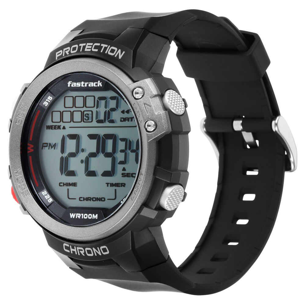 Fastrack Streetwear Digital Grey Dial Silicone Strap Watch for Guys NS38068PP01