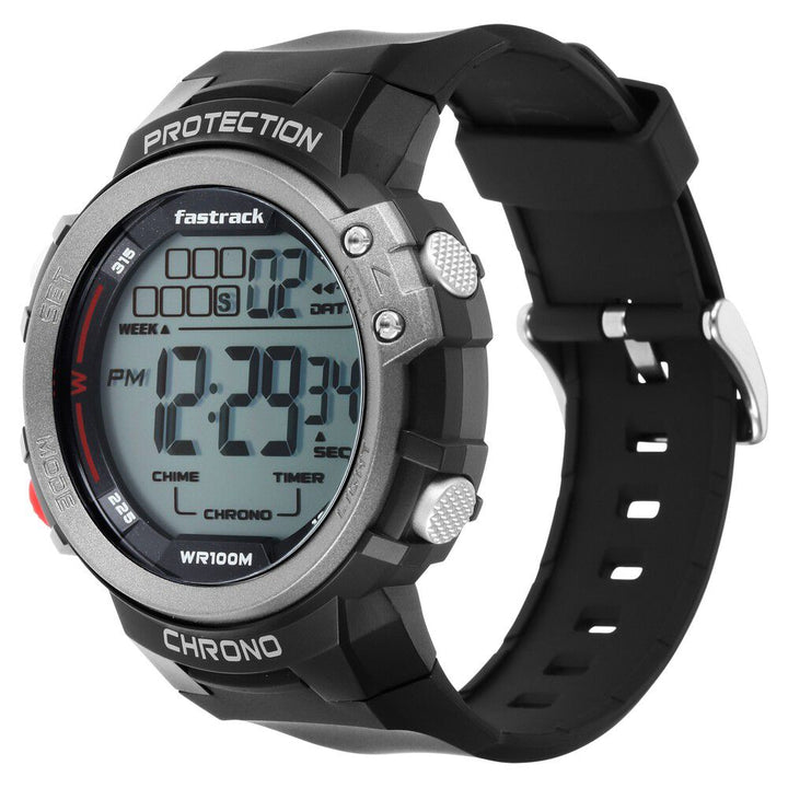 Fastrack Streetwear Digital Grey Dial Silicone Strap Watch for Guys NS38068PP01
