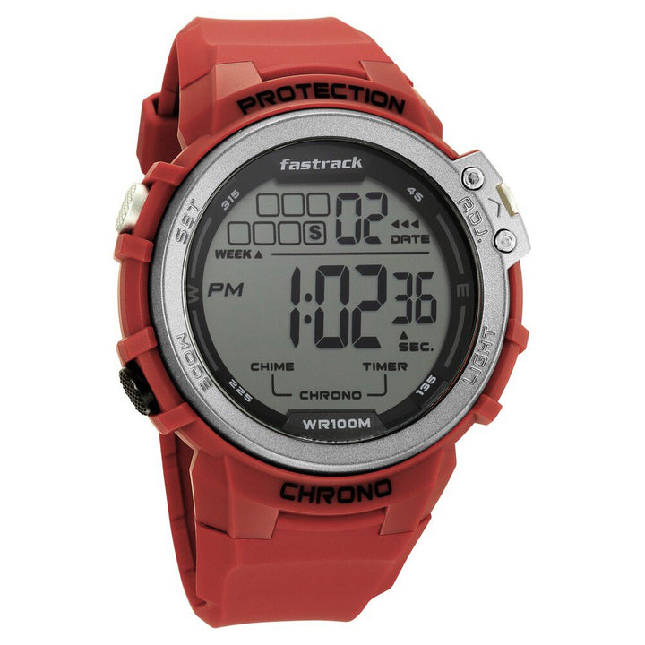 Fastrack Streetwear Digital Grey Dial Silicone Strap Watch for Guys NS38068PP03