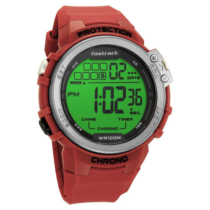Fastrack Streetwear Digital Grey Dial Silicone Strap Watch for Guys NS38068PP03
