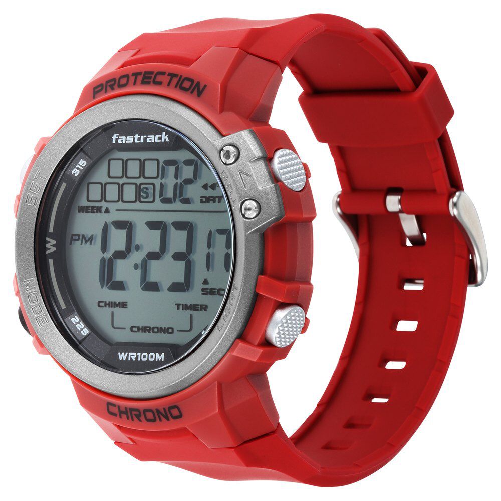 Fastrack Streetwear Digital Grey Dial Silicone Strap Watch for Guys NS38068PP03