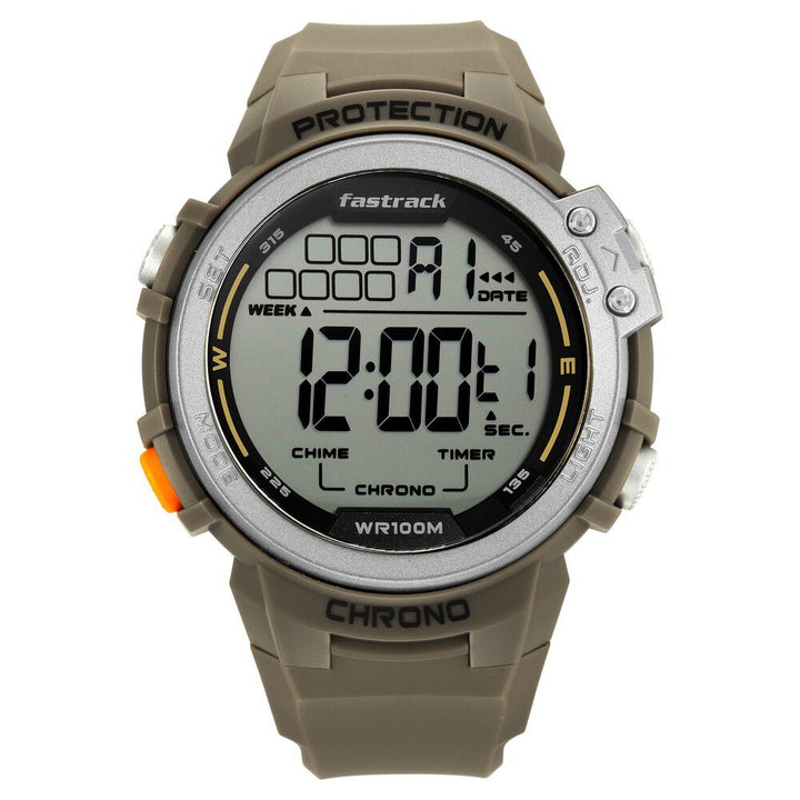 Fastrack Streetwear Digital Grey Dial Silicone Strap Watch for Guys NS38068PP04