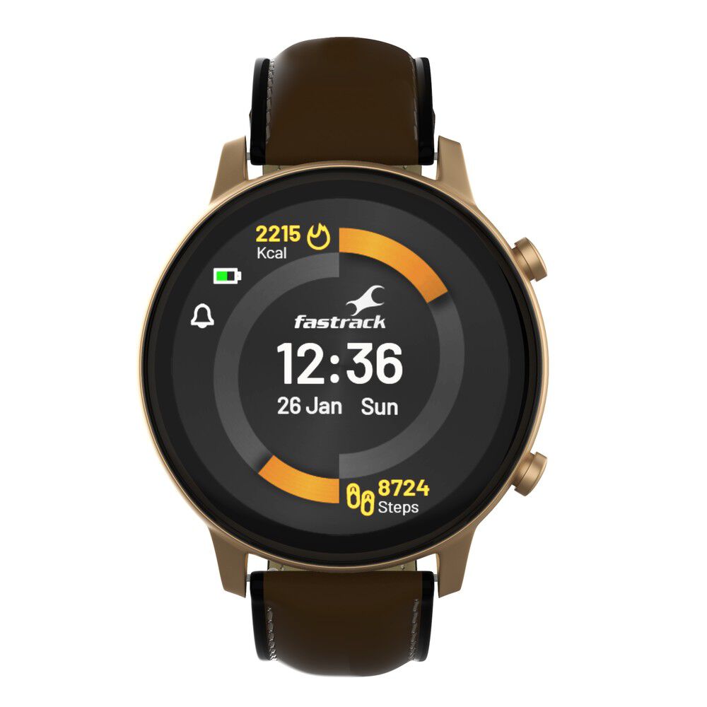 Fastrack Reflex Play + Classic BT Calling 3.3 CM AMOLED Display Smartwatch with AOD Premium Metallic Body, IP68 Water Resistance 38077AL06
