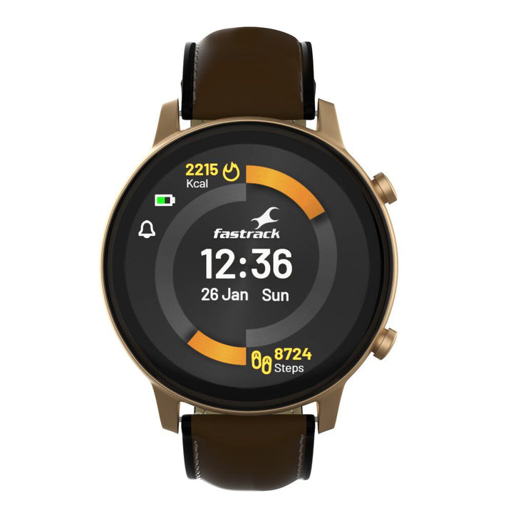 Fastrack Reflex Play + Classic BT Calling 3.3 CM AMOLED Display Smartwatch with AOD Premium Metallic Body, IP68 Water Resistance 38077AL06