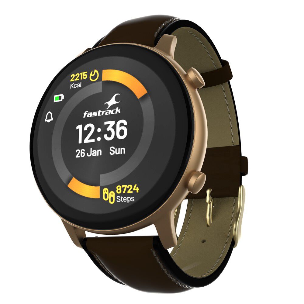 Fastrack Reflex Play + Classic BT Calling 3.3 CM AMOLED Display Smartwatch with AOD Premium Metallic Body, IP68 Water Resistance 38077AL06