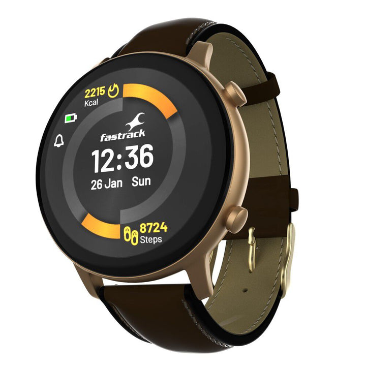 Fastrack Reflex Play + Classic BT Calling 3.3 CM AMOLED Display Smartwatch with AOD Premium Metallic Body, IP68 Water Resistance 38077AL06