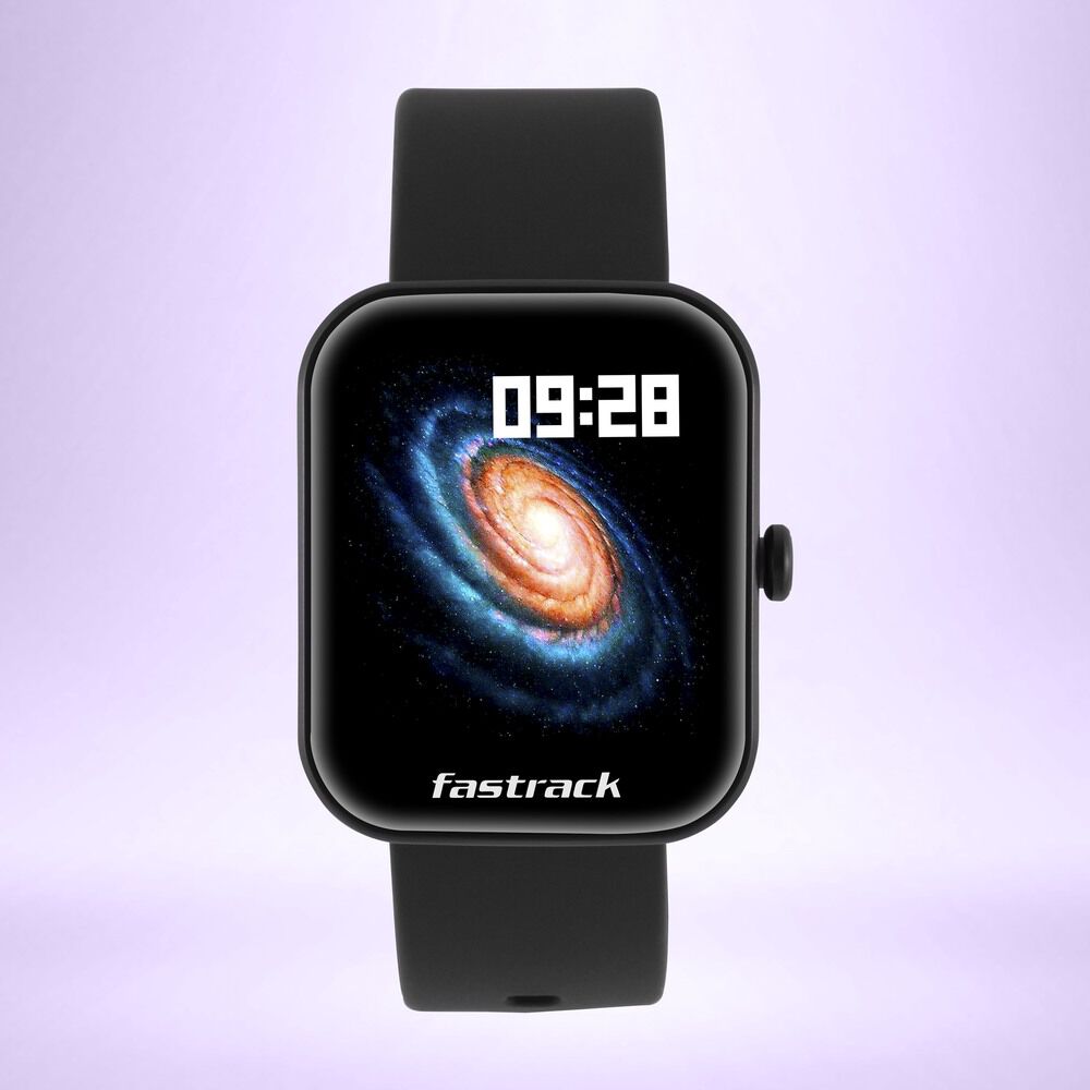 Fastrack Reflex Hello- Smart Watch with Silicone Black Strap, Health Suite, BT Calling, & Period Tracker 38079PP01