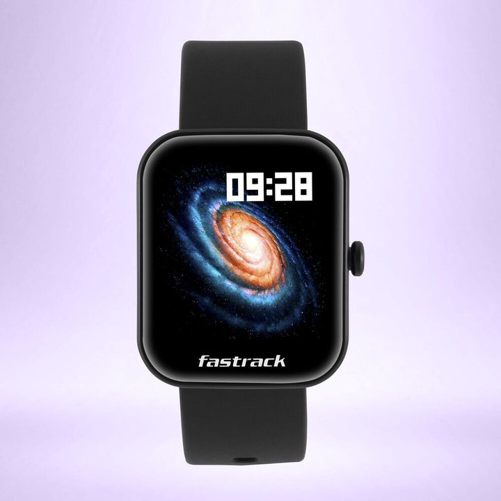 Fastrack Reflex Hello- Smart Watch with Silicone Black Strap, Health Suite, BT Calling, & Period Tracker 38079PP01