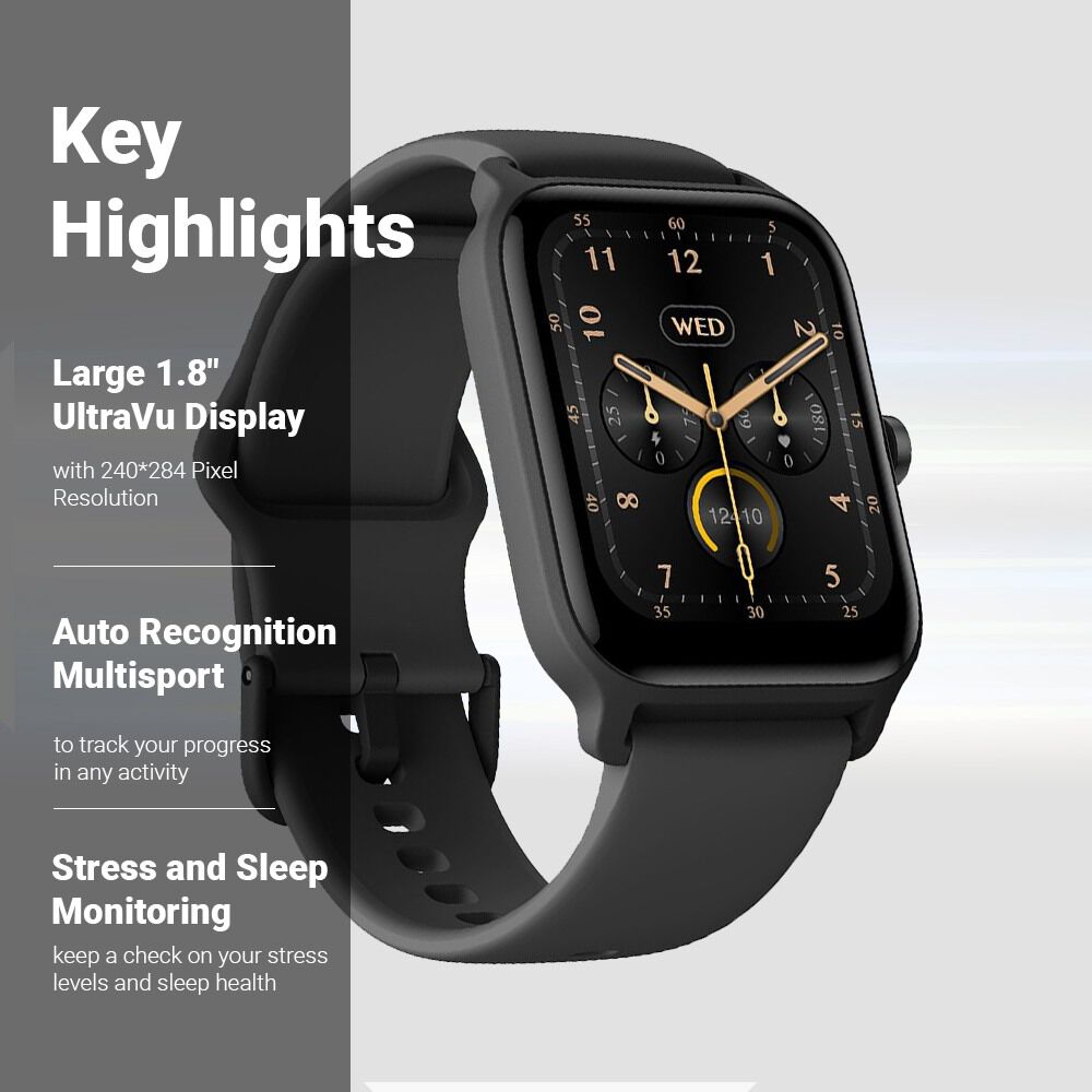 Fastrack Reflex Nitro Large 4.57 CM UltraVU Display, BT Calling, Sports Modes, Health Suite, 100+ Watchfaces 38085PP01