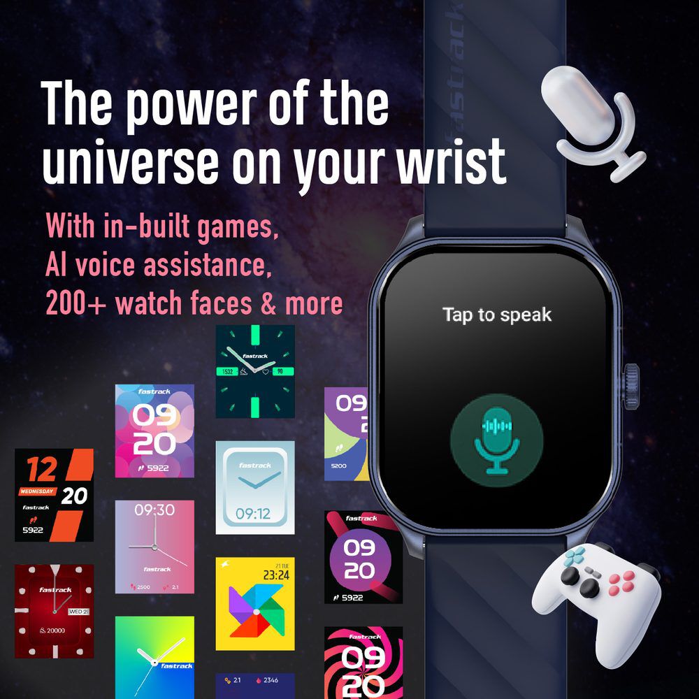 Fastrack Reflex Power|4.97 CM Super AMOLED Arched Display|SingleSync BT Calling|410 x 502 Pixel Resolution|IP68 WR 38086PP06