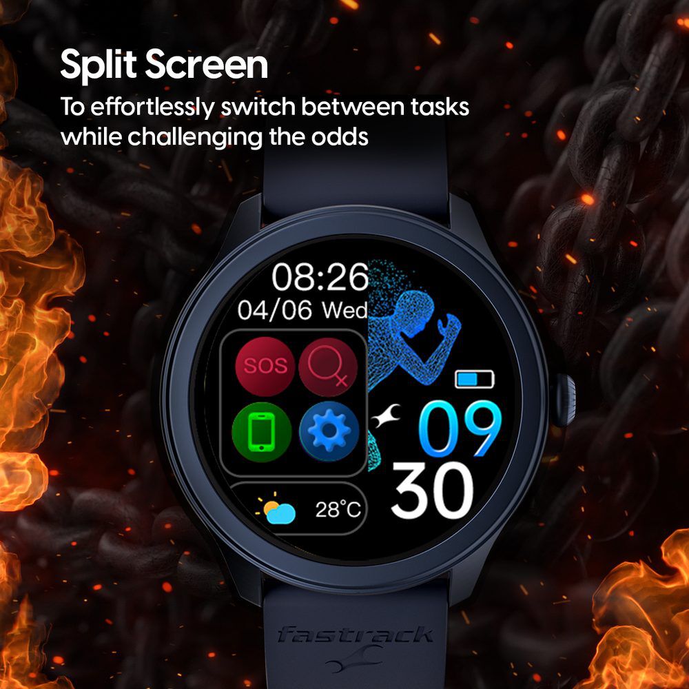 Fastrack Reflex Invoke Smartwatch Black: BT Calling, Advanced Chipset, Breathing Rate, IP68 38091PP01