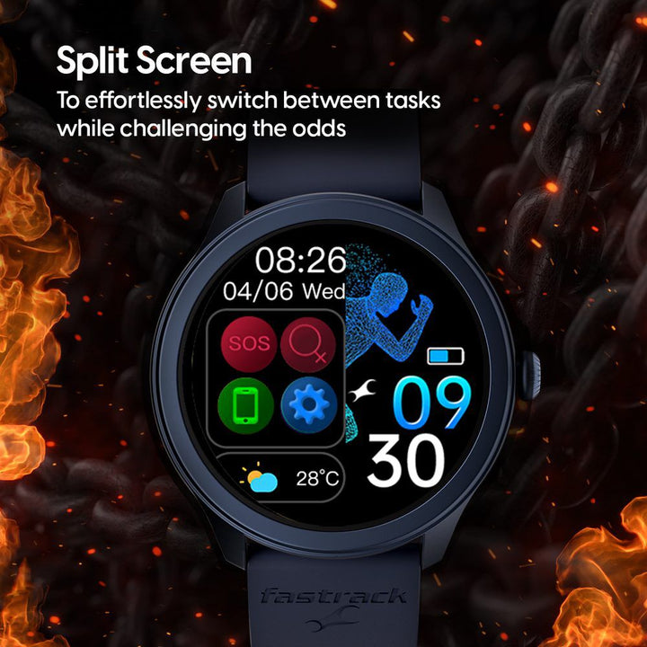 Fastrack Reflex Invoke Smartwatch Black: BT Calling, Advanced Chipset, Breathing Rate, IP68 38091PP01