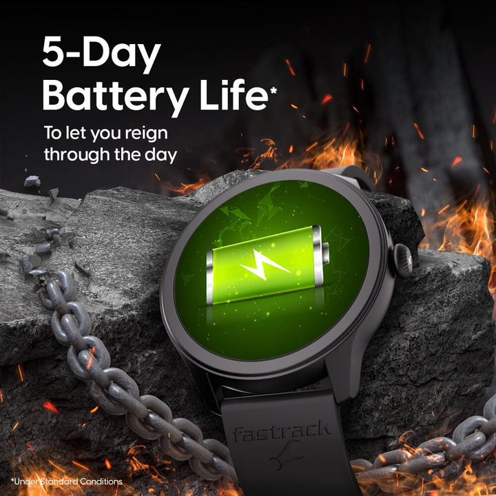 Fastrack Reflex Invoke Smartwatch Black: BT Calling, Advanced Chipset, Breathing Rate, IP68 38091PP01