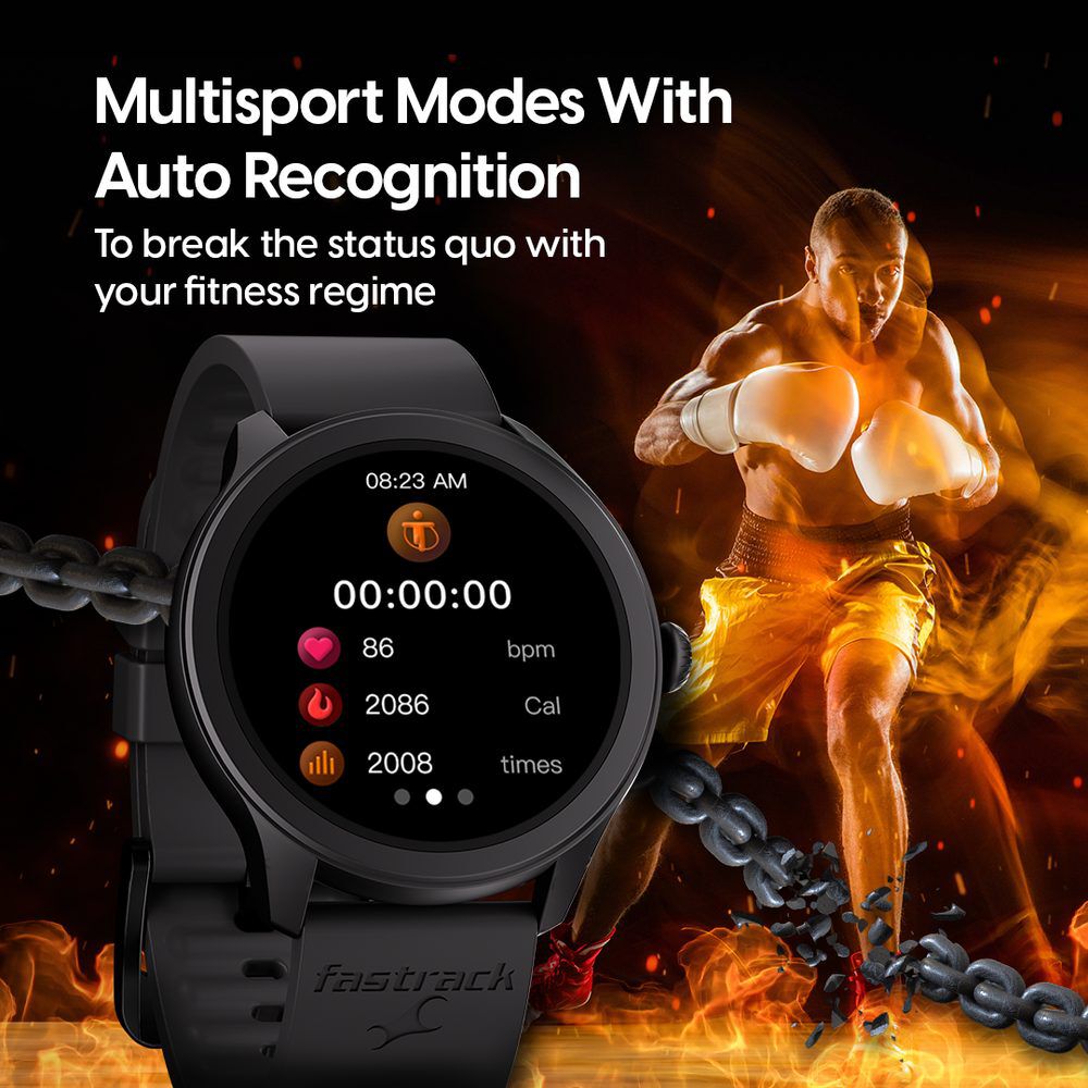 Fastrack Reflex Invoke Smartwatch Pink: BT Calling, Advanced Chipset, Breathing Rate, IP68. 38091PP04