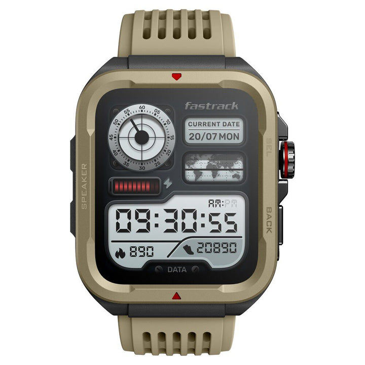 Fastrack Active with 4.64 CM UltraVU HD Display and Functional Crown Rugged Smartwatch with AI Coach 38101PP02