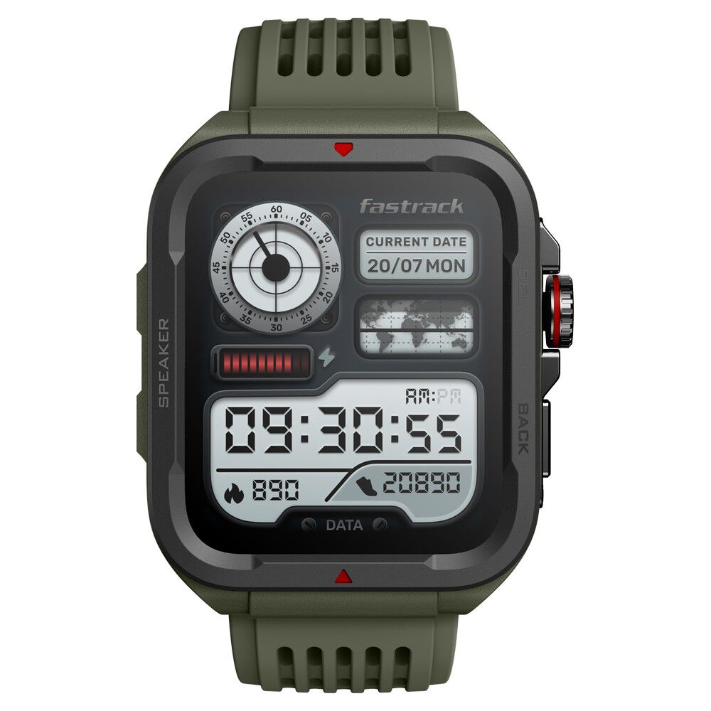 Fastrack Active with 4.64 CM UltraVU HD Display and Functional Crown Rugged Smartwatch with SingleSync BT Calling 38101PP03