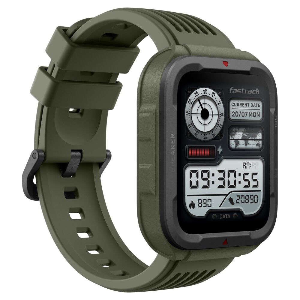Fastrack Active with 4.64 CM UltraVU HD Display and Functional Crown Rugged Smartwatch with SingleSync BT Calling 38101PP03