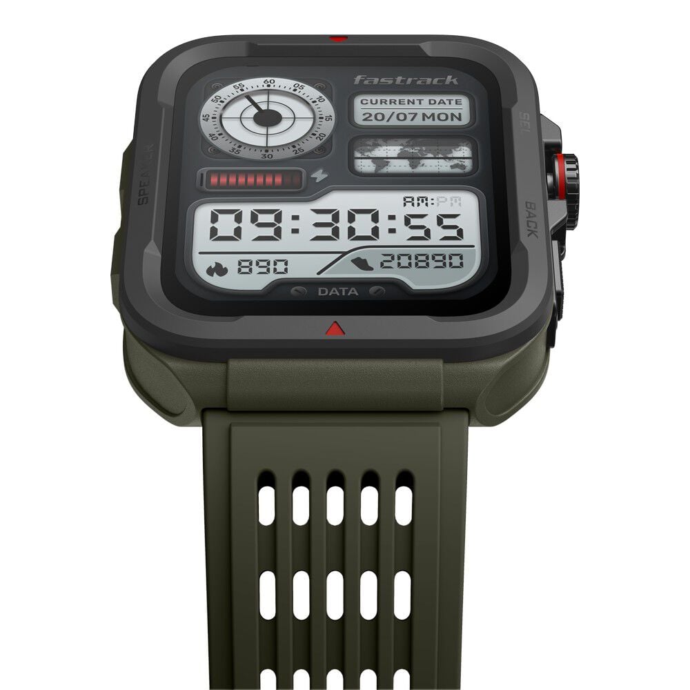 Fastrack Active with 4.64 CM UltraVU HD Display and Functional Crown Rugged Smartwatch with SingleSync BT Calling 38101PP03