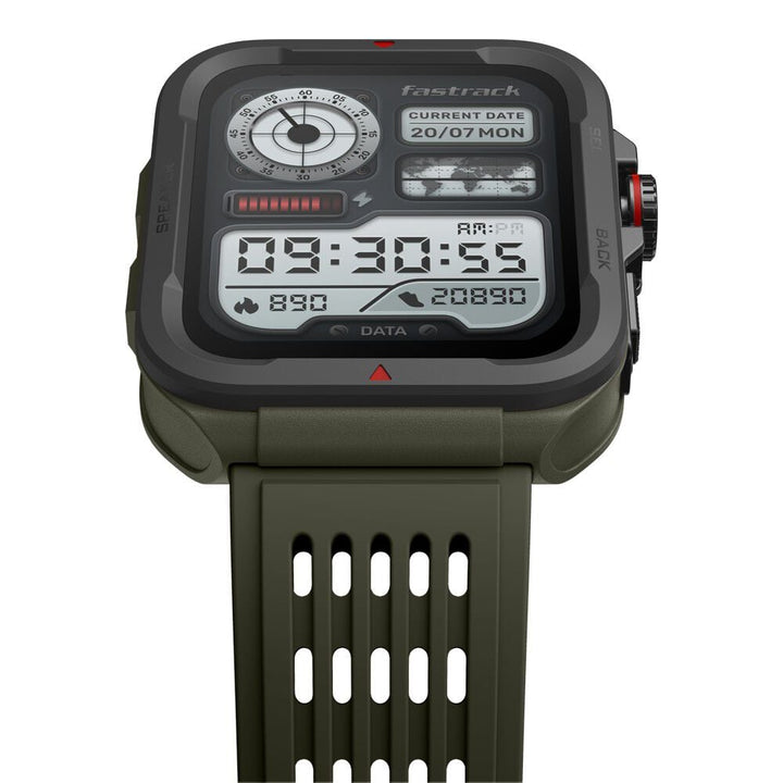 Fastrack Active with 4.64 CM UltraVU HD Display and Functional Crown Rugged Smartwatch with SingleSync BT Calling 38101PP03