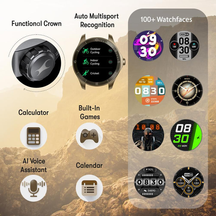 Fastrack Rogue with 3.5 CM UltraVU HD Display Sporty Smartwatch Functional Crown with AI Coach and Auto Multisport Recognition 38102PP03