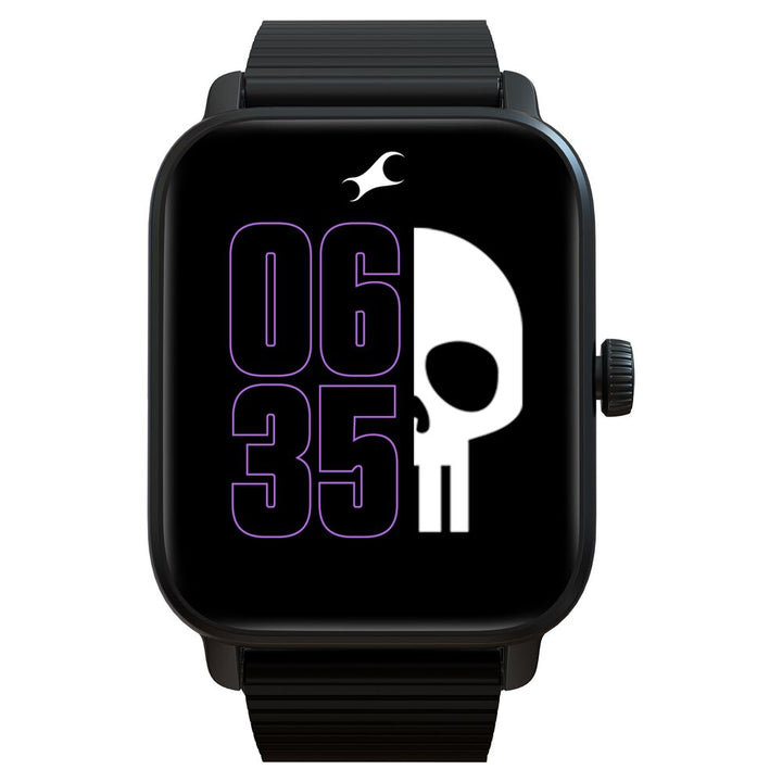 Fastrack Phantom with 4.69 CM Super HD Display Functional Crown BT Calling Premium Black Solar Metal Smartwatch for Unisex 38103AM01