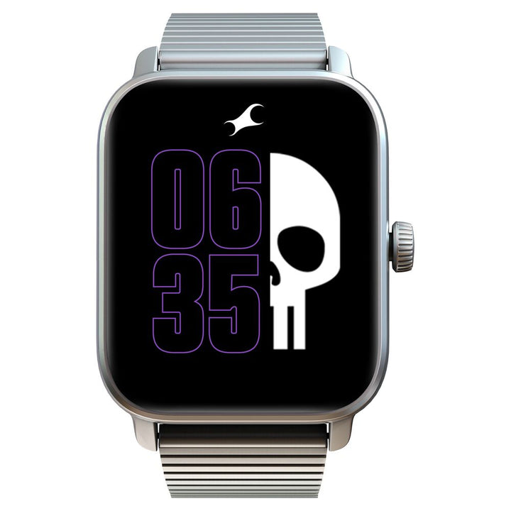 Fastrack Phantom with 4.69 CM Super HD Display Functional Crown BT Calling Premium Black Solar Metal Smartwatch for Unisex 38103AM02