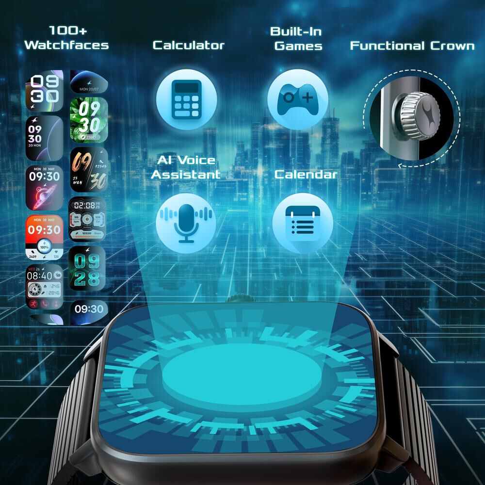 Fastrack Phantom with 4.69 CM Super HD Display Functional Crown BT Calling Premium Black Solar Metal Smartwatch for Unisex 38103AM03