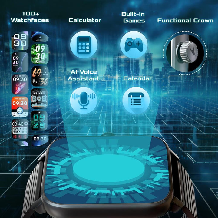 Fastrack Phantom with 4.69 CM Super HD Display Functional Crown BT Calling Premium Black Solar Metal Smartwatch for Unisex 38103AM03