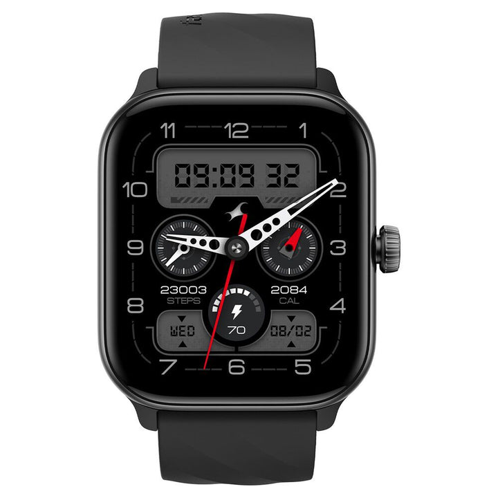 Fastrack Nitro Pro with 4.69 cm AMOLED Display and AOD, Functional Crown, BT Calling Smartwatch with Black Strap 38105PP03