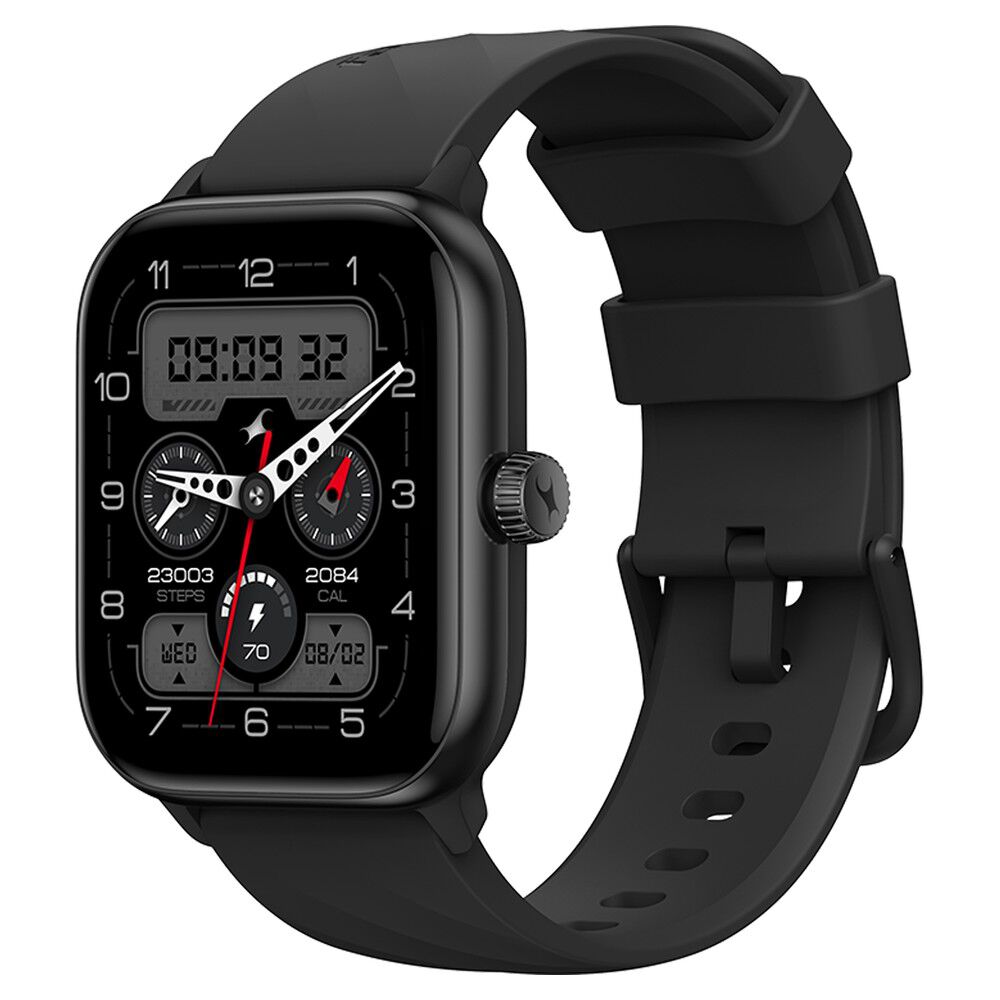 Fastrack Nitro Pro with 4.69 cm AMOLED Display and AOD, Functional Crown, BT Calling Smartwatch with Black Strap 38105PP03