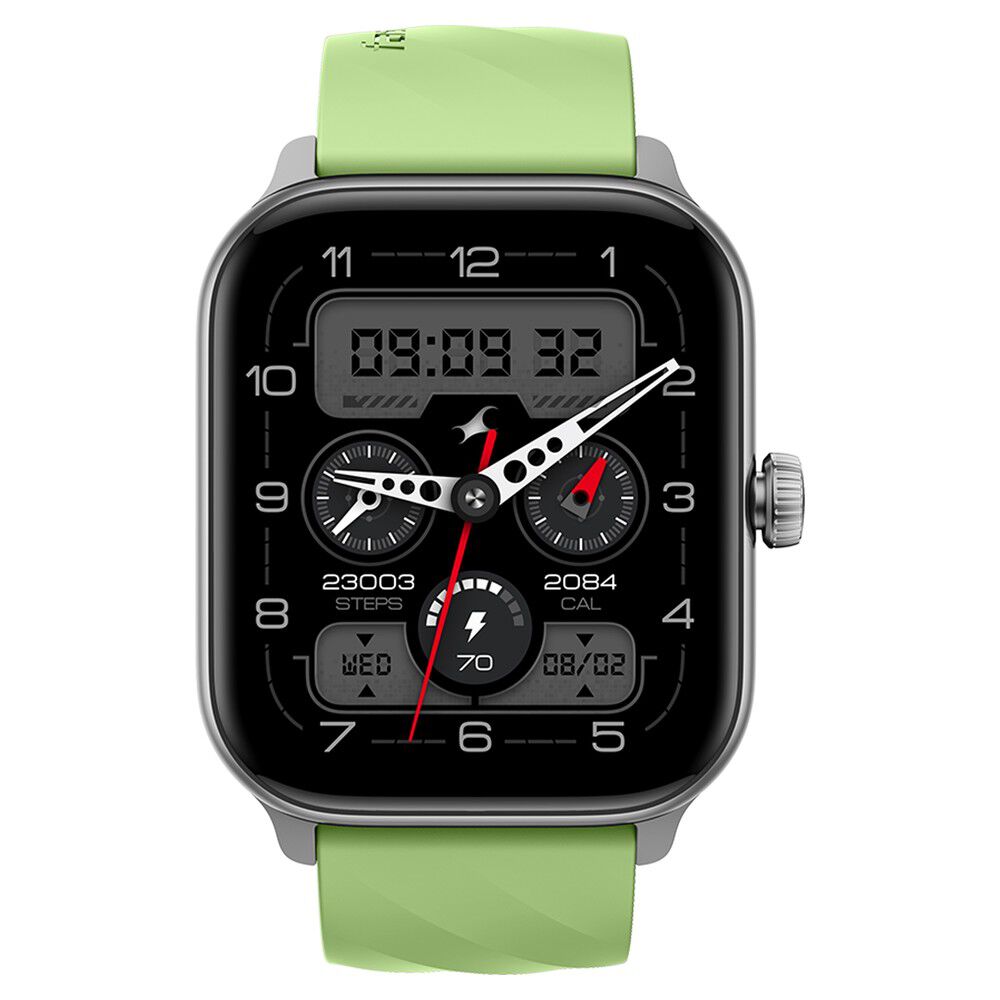 Fastrack Nitro Pro with 4.69cm AMOLED Display, AOD, Functional Crown, BT Calling Smartwatch with Fluoroscent Green Strap 38105PP05